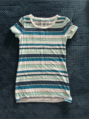 AEO🦅 Striped Tee in Teal, Navy & White